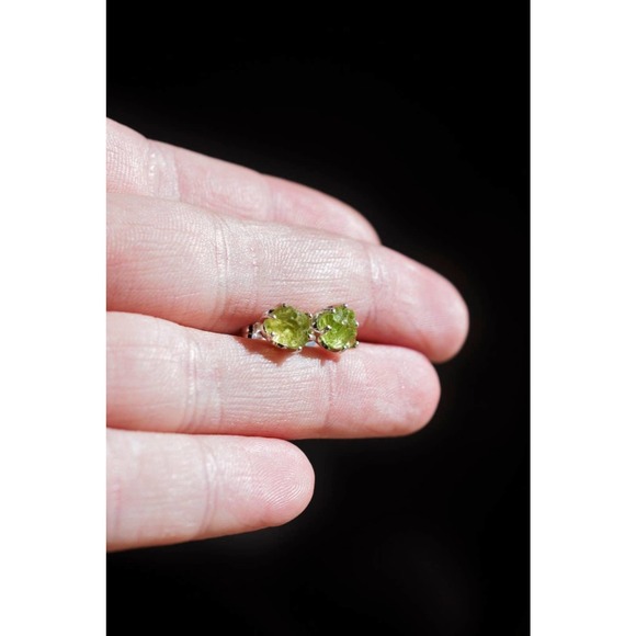 Raw Peridot Earrings Rough Peridot Natural Ethically sourced Bridal Studs - Picture 1 of 3